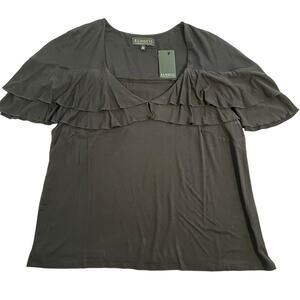 NWT Eloquii Flounce Cape Short Sleeve Jersey Pullover Top 16